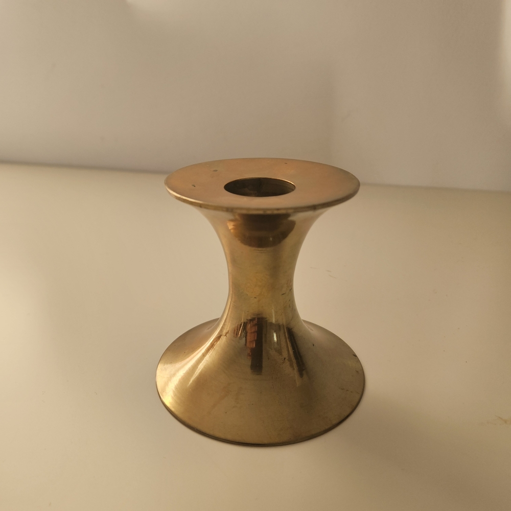 Vintage Solid Brass Gold Candleholder, 1689, Made In India